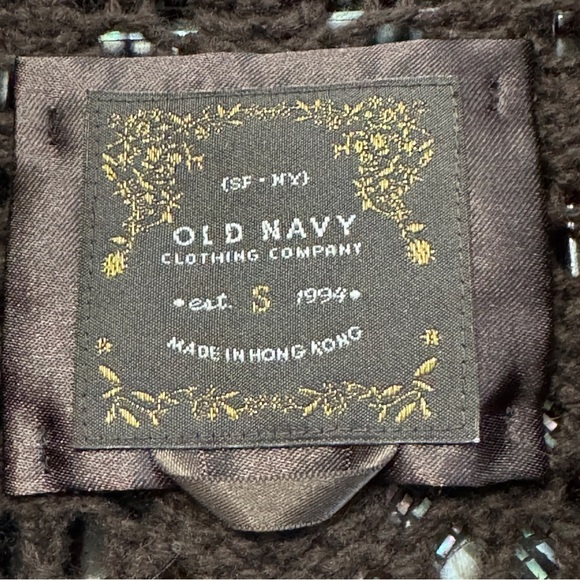 Old Navy S Brown Shawl Collar Toggle Cardigan Lambswool Angora Vintage 90s - Picture 3 of 7